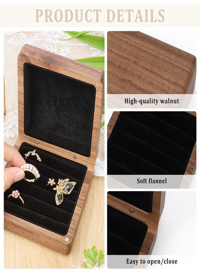 BEUNITONE Solid Wood Jewelry Ring Organizer Case Small Portable Vintage Wooden Jewelry Storage Box Travel Jewelry Ring Holder Case for women, Display Holder Box for Rings Earrings Organizer Weddi - Image 3